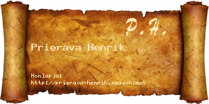 Prierava Henrik névjegykártya